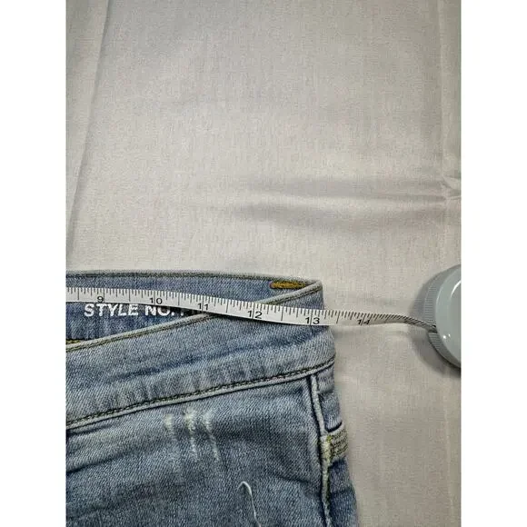 Purple Distressed Denim Shorts Light Wash Women's 29 Button Fly Y2K Streetwear - Picture 9 of 15